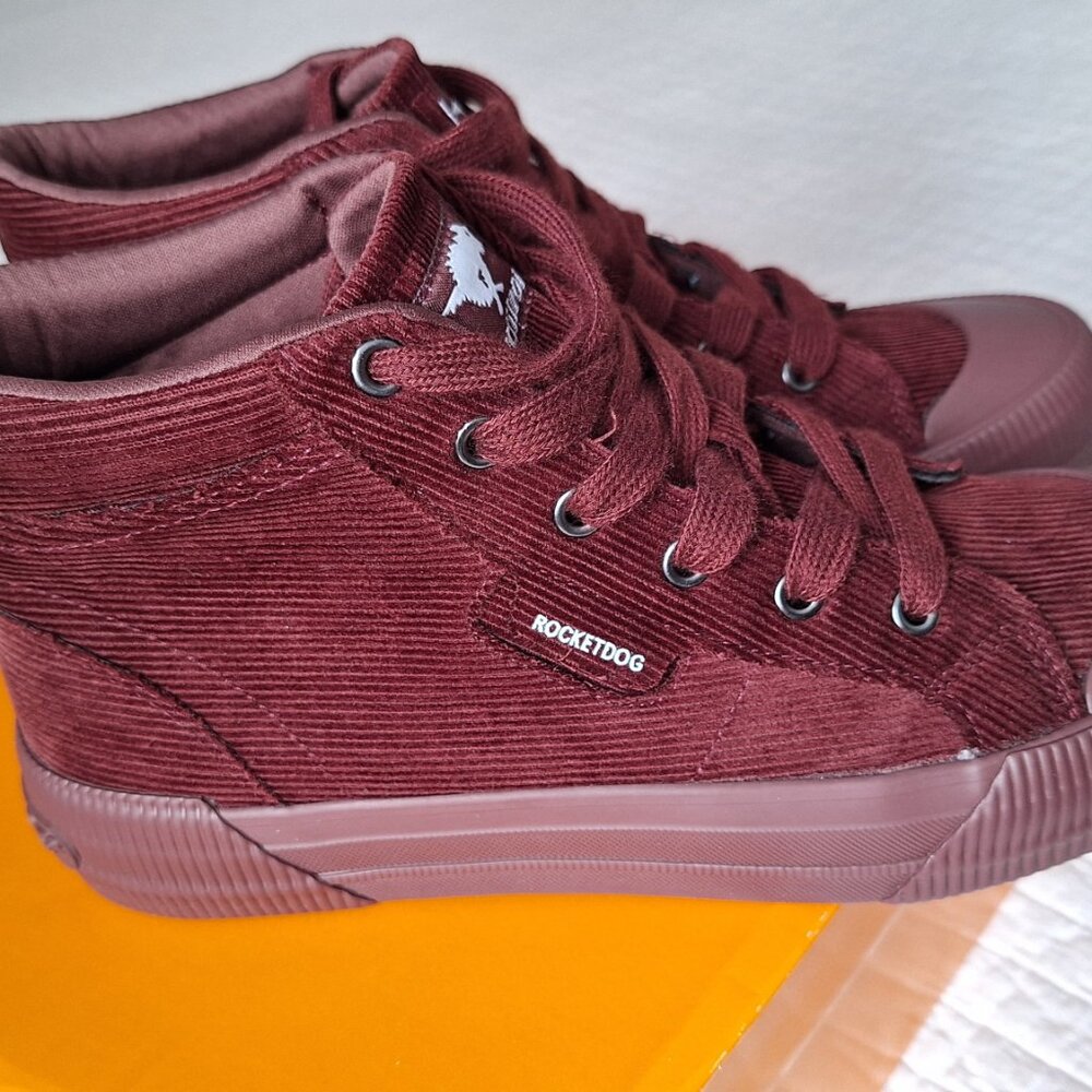 NEW Women's Size 9 Burgundy Corduroy high-top Rocket Dog Sneakers - Picture 5 of 8